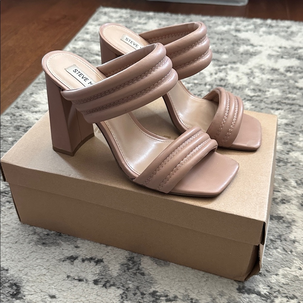 Steve Madden Tahini Blush Block Heel Sandals 8.5